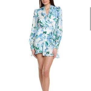 NWT Line & Dot long sleeve mini dress - Blue and white floral - Size Medium